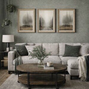 NEW Foggy Forest Triptych Prints – Misty Road Nature Wall Art (Set of 3)